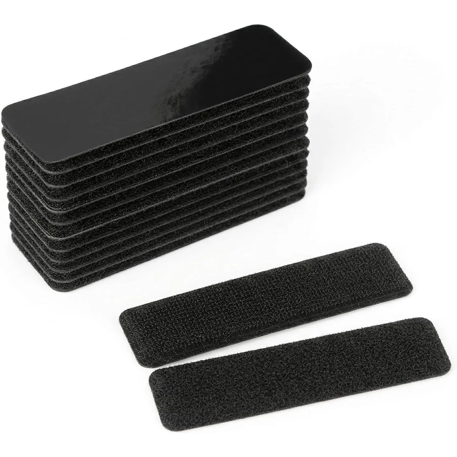 10 Sets 1x4 In Heavy-Duty Hook and Loop Strips, Black Sticky-Back Double-Sided Peel and Stick Fasteners for Mounting Power Strips, Office Organization, Hook Loop, Peel Stick