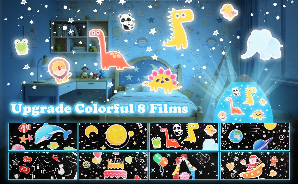 Rocket Projector Night Light for Kids with Bluetooth Speaker, Rechargeable Star & Galaxy Projector, 360 Rotating Space Light with 8 Films, 4 Colors, Timer & Remote Control
