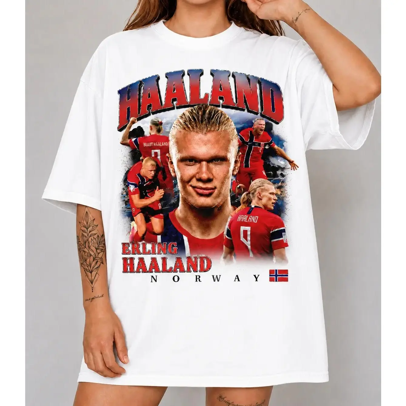 Erlingg Haalandd Shirt Vintage Graphic Tee, Norway Soccer Shirt, Football Fan T-Shirt, Retro Bootleg Oversized Unisex Shirt, Soccer Gift