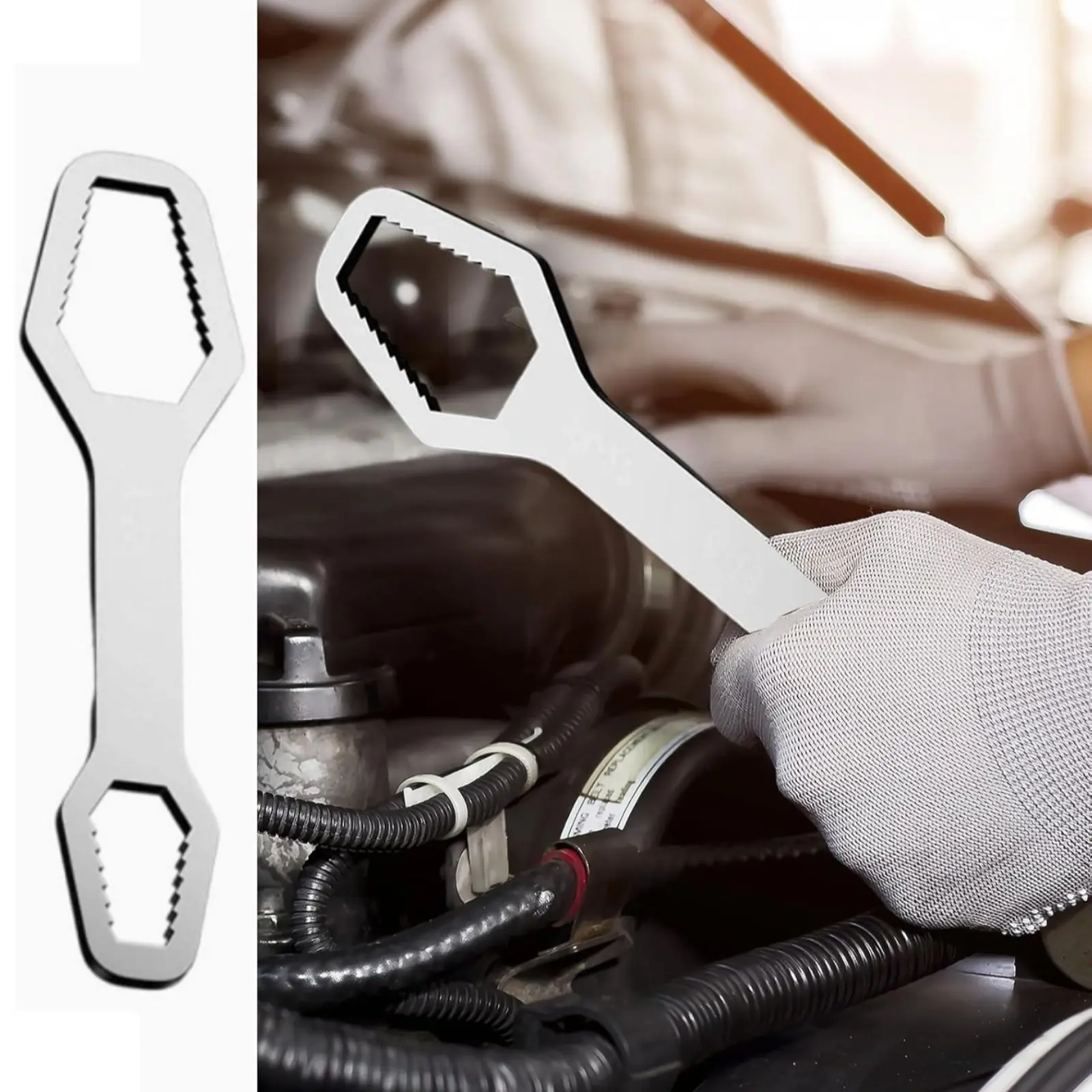 Double-Head Self-Tightening Universal Wrench, Multifunctional Adjustable Spanner for Nuts and Bolts