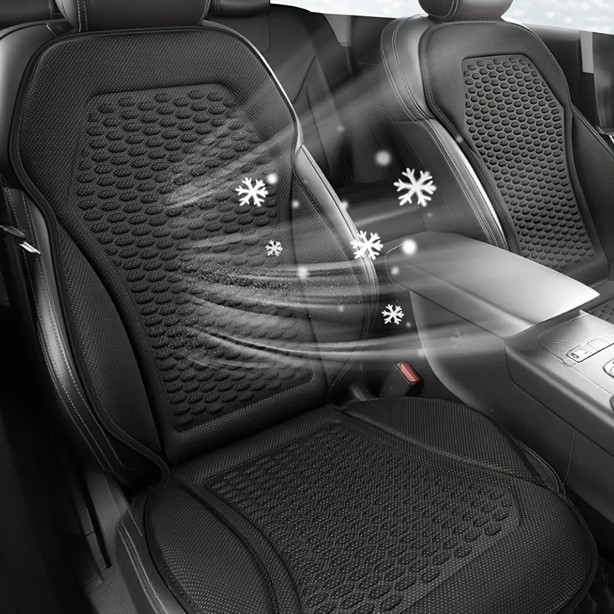 Cool Ice Silk Car Seat Cushion - Strapless 3D Breathable Front Seat Pad - Universal Fit Cooling Protector Mat for Auto Driver Passenger Seating - Sleek Ergonomic Vehicle Interior Accessories - Car Seat Cushions for Driving