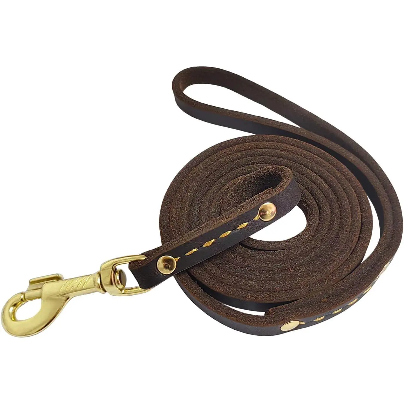 Heavy Duty 6 ft x 1/2 inch Genuine Soft Strong Leather Dog Training Leash Brown for Small and Medium Dogs