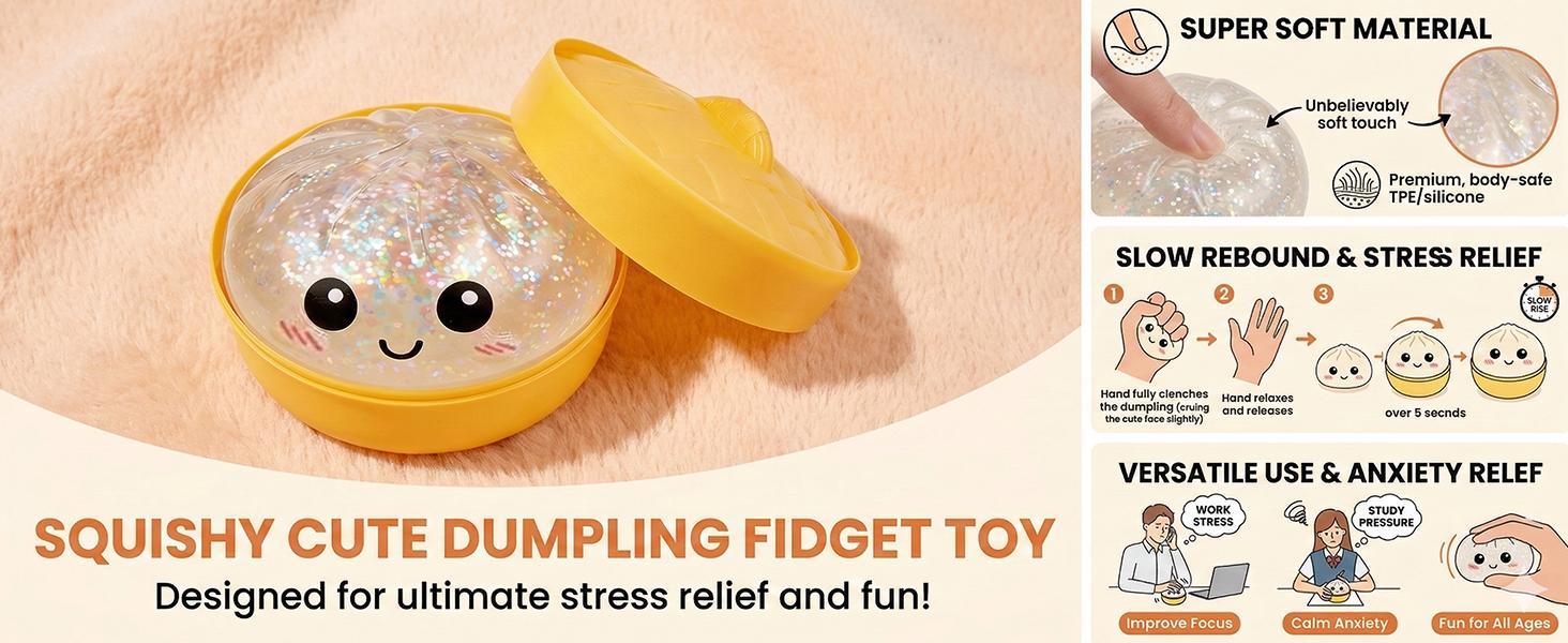 ZANOK Dumpling Squishy Mystery Box Viral, 2026 New Dumpling Squishy Mystery Box - Surprise Dumpling Squishy, Rare Dumplings Bun Stress Relief Fidget Set, Random Colors (5 Packs)