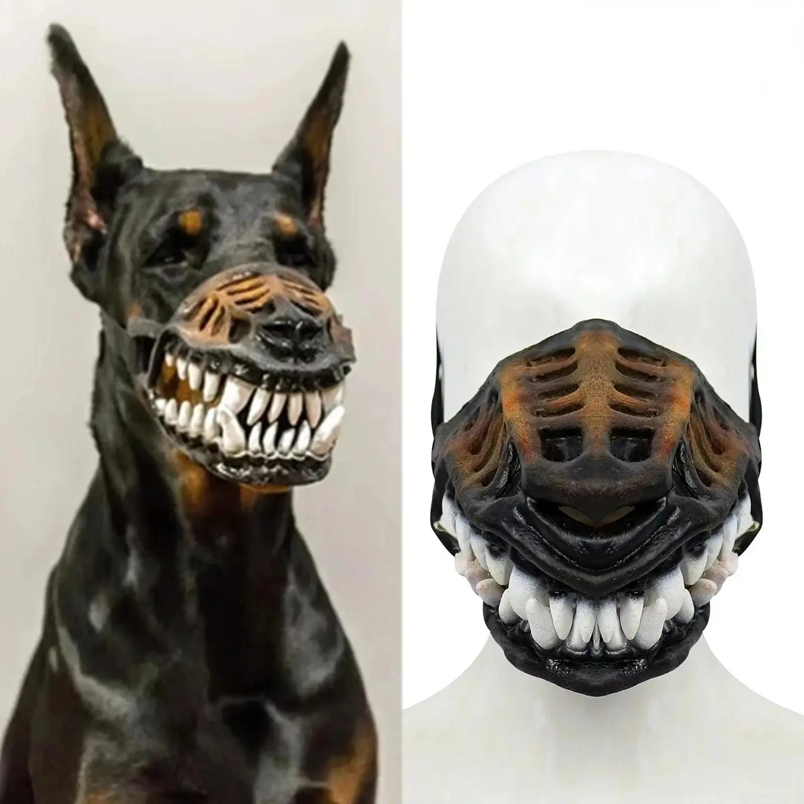 Dog Mouth Mask Padded Latex Rubber Dog Muzzle Halloween Movie & Tv Headdress Latex Props Animal Weird Masks