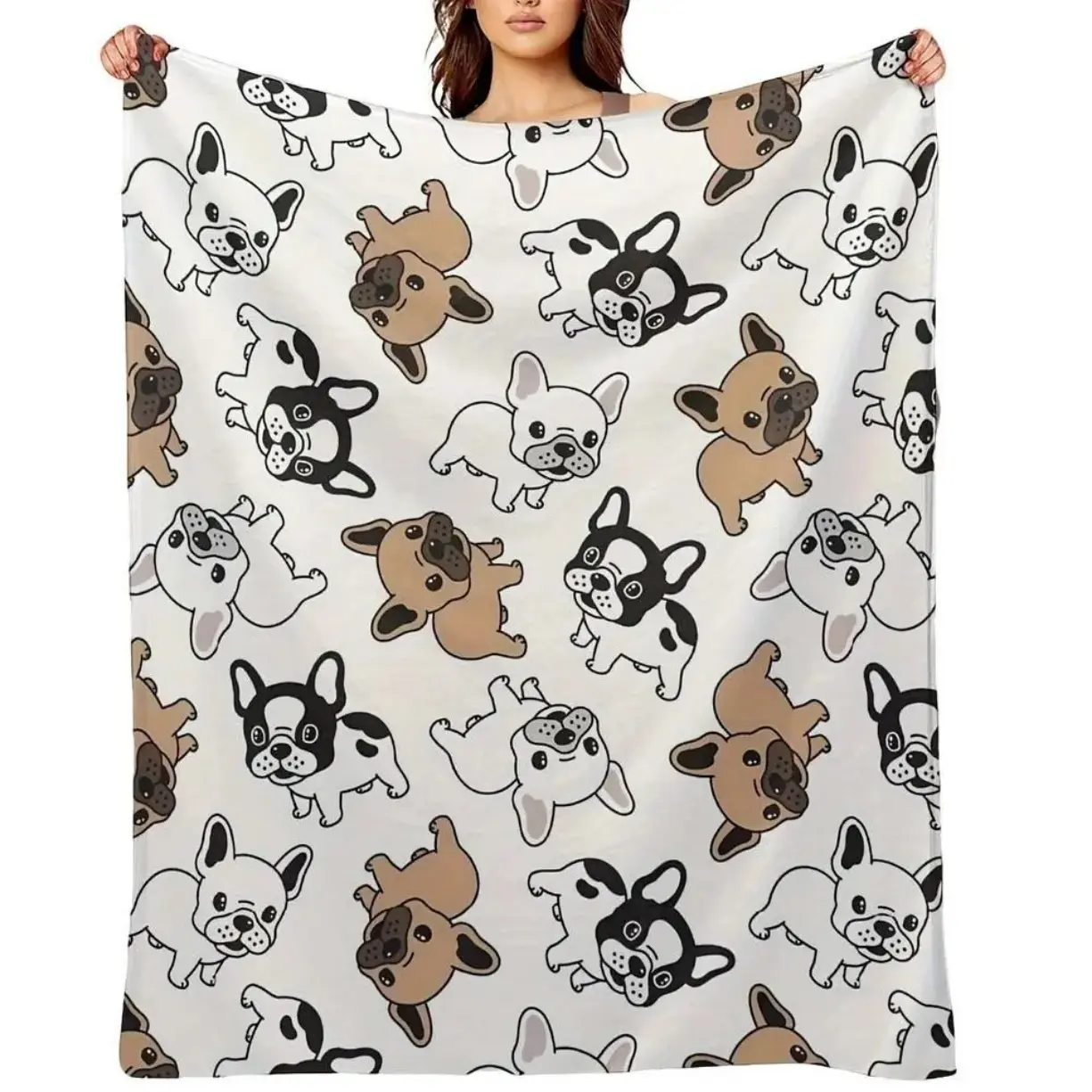 French Bulldog Flannel Blanket, Cute Dog Print Throw, Super Soft Cozy Throw, Adult Flannel Blanket, Kids Flannel Blanket, Plush Sofa Bed Travel Dog Lover Gift