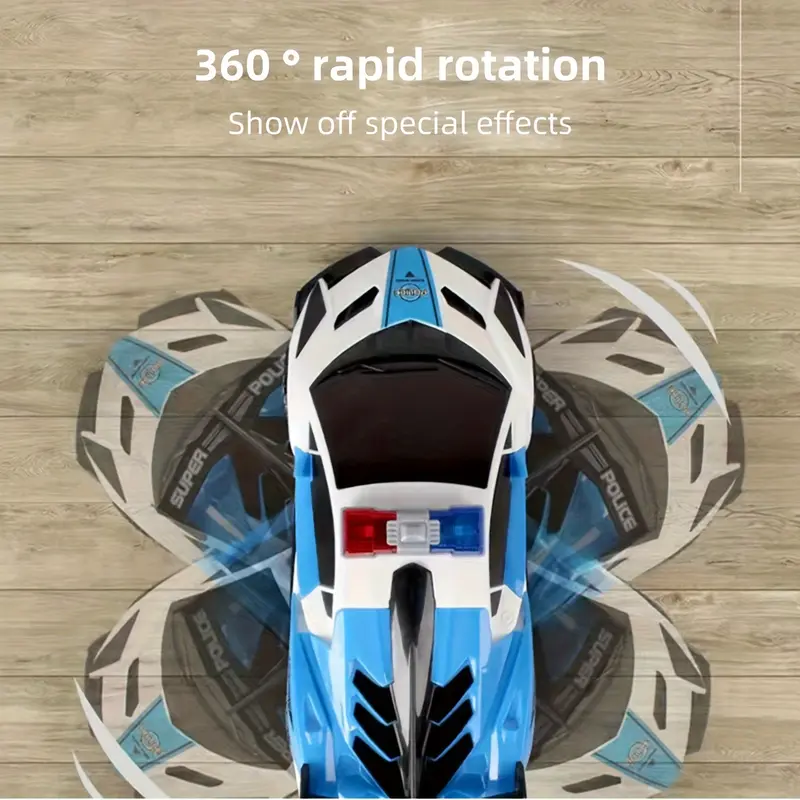 360° Rotating Transformer Police Toddler Car Toy - ABS Plastic Unisex Interactive Science & Technology Toy with 360° Rotating Lights, Music Effects, Automatic Obstacle Avoidance, Birthday Gift for 3–4 Years Olds