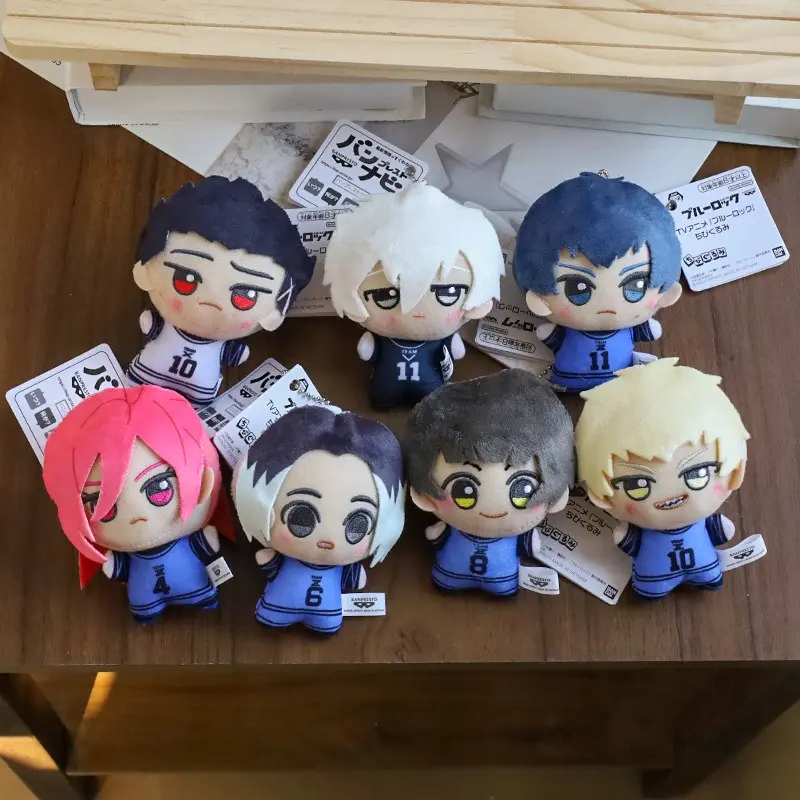 Blue Lock Plush Keychain Complete 6 Characters Set Chibi Soccer Anime Doll Bachira Mikage Reo Isagi Nagi Chigiri Blue Team Soccer Jersey Number Printed Uniform Cute Embroidered Big Eyes Mini Stuffed Bag Charm Gift For Blue Lock Fans Teens Boys Backpack Ha