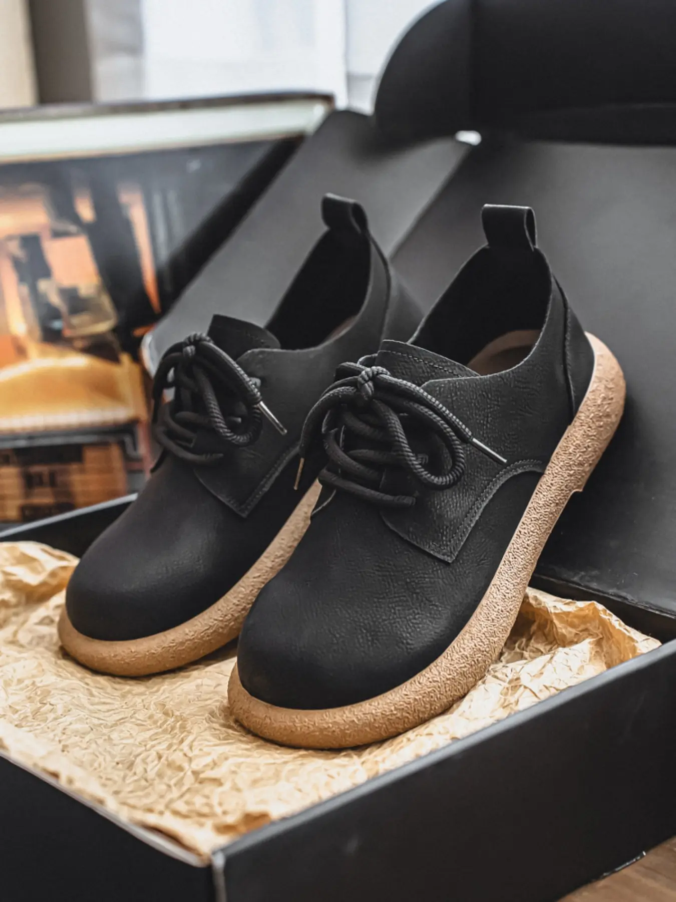 Men's Vintage Thick Sole Birkenstock Shoes, Leather, Rubber Sole, Casual Wide Fit, All Seasons, Retro Style, Comfortable & Durable