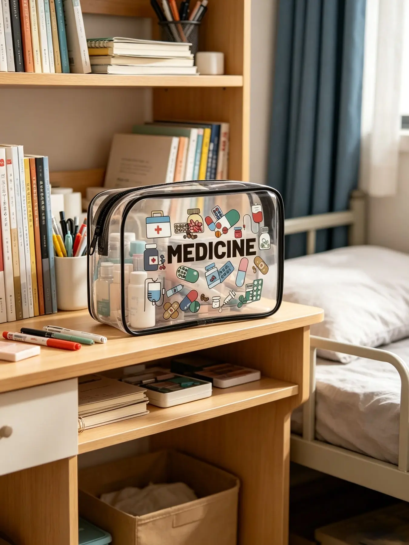 Transparent Medical Storage Bag, Waterproof PVC Travel Toiletry Bag, Mini Makeup Case, Medical Kit, Portable Cosmetic Organizer, All Seasons
