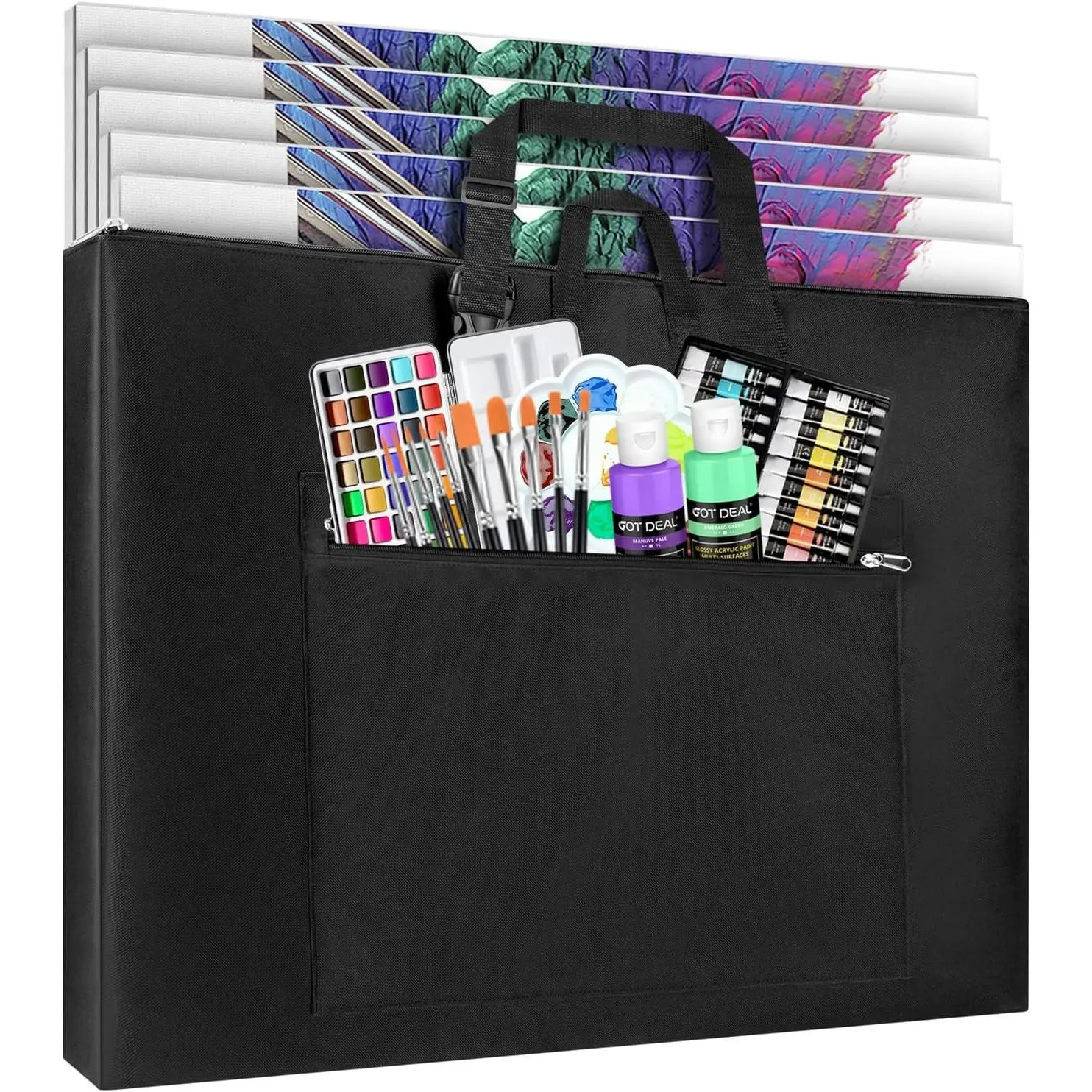 Large Art Portfolio Bag, 36x48 Inches | Side Widening, Waterproof Art Portfolio Case, Shoulder & Handle Carry, for Artwork Sketch Drawing Canvas Photography Poster