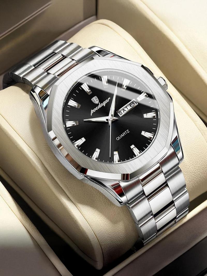 Men's Business Fashion Round Dial Analog Quartz Watch, Fashion Watch with Date & Luminous Hands, Trendy Watch for Daily Life, Business Fashion Watches