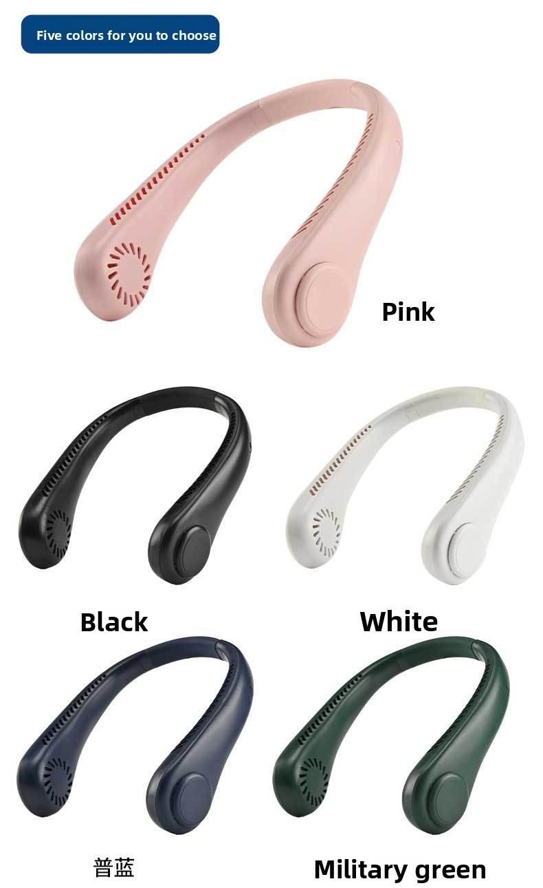 In-stock gift wholesale neck-mounted fan USB rechargeable outdoor high-power cooling small neck fan
