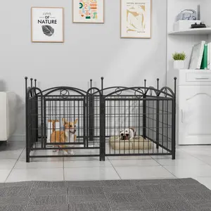 Dog Playpen Indoor 24 inch 8 Panels Metal Dog Pen Pet Dog Fence Outdoor Exercise Pen with Doors, Heavy Duty Dog Fence Puppy Pen for Large Medium Small Dogs Indoor Outdoor Foldable Pet Exercise Pen