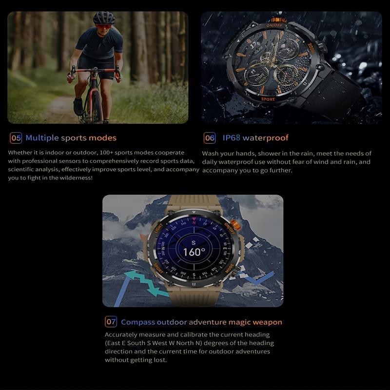 1.46 Inch HD Screen Smartwatch, Ultimate Outdoor Smartwatch, Outdoor Sports Fitness Tracker, Wireless Receiving & Calling Bluetooth Multi-sport Mode Pedometer, Waterproof Multifunctional Watch with LED Light for Android/iOS Men & Women 1.46 Inch HD Screen Smartwatch, Ultimate Outdoor Smartwatch, Outdoor Sports Fitness Tracker, Wireless Receiving & Calling Bluetooth Multi-sport Mode Pedometer, Waterproof Multifunctional Watch with LED Light for Android/iOS Men & Women