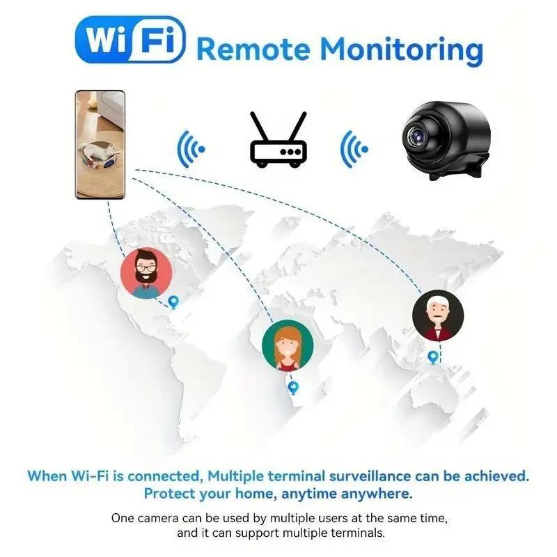 Wireless WiFi Camera with Infrared Night Vision, 1080P HD Home Security Cam, Mobile APP Connection, Micro SDHC Support, No Battery Included