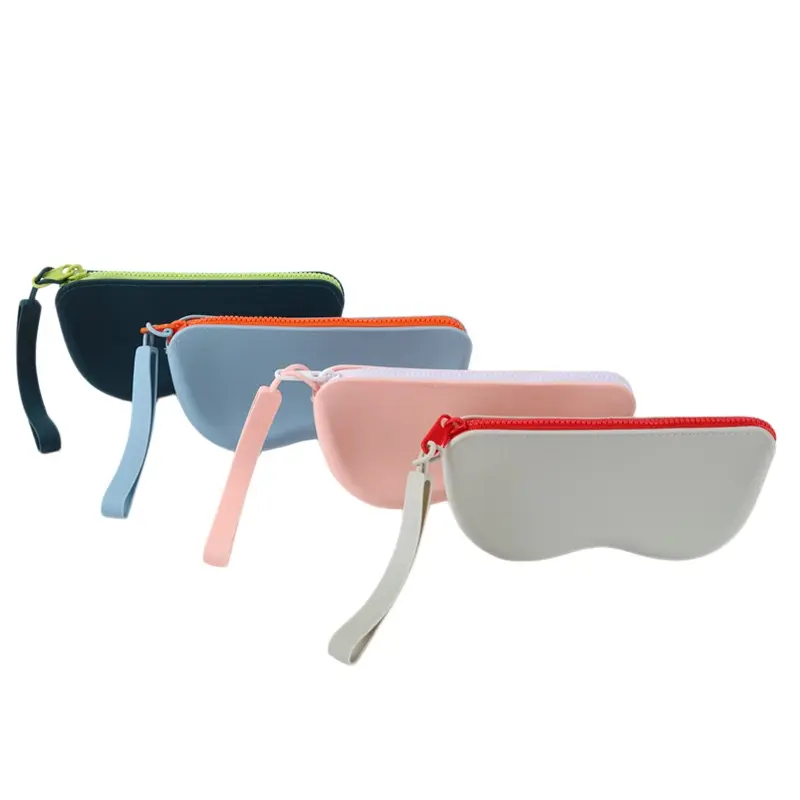 Travel Outdoor Silicone Sunglasses Pouch, with Wrist Lanyard Portable Eye wear Case, Scratch Resistant Waterproof Glasses Storage Bag for Vacation Hiking, Waterproof Dust proof Sunglasses Storage Bag for Women Men