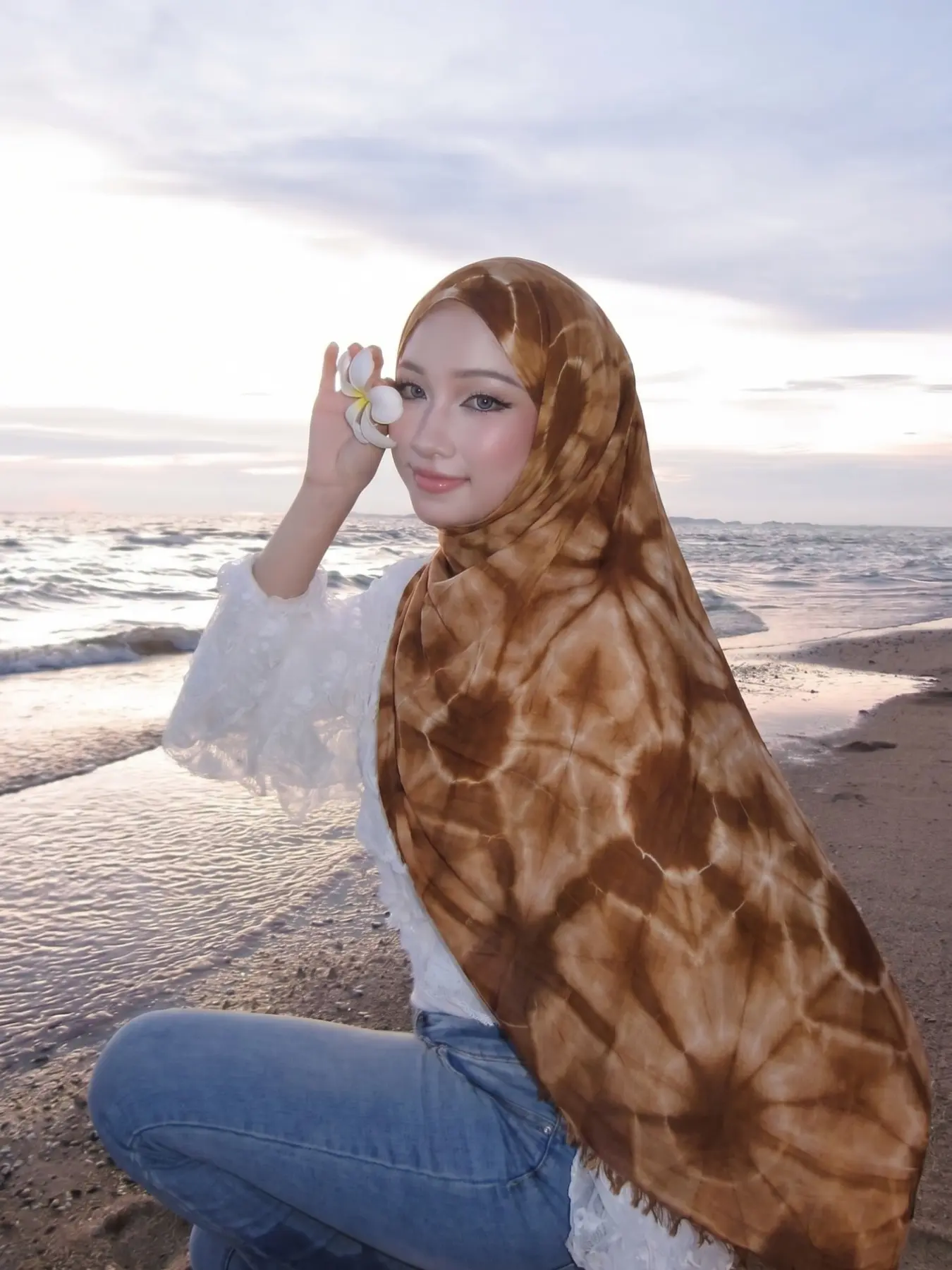 Women's Star Tie Dye Printed Hijab, Casual Chic Elegant Fashionable Modest Hijab, Daily & Travel Wear, Fashion Accessories for Women & Girls