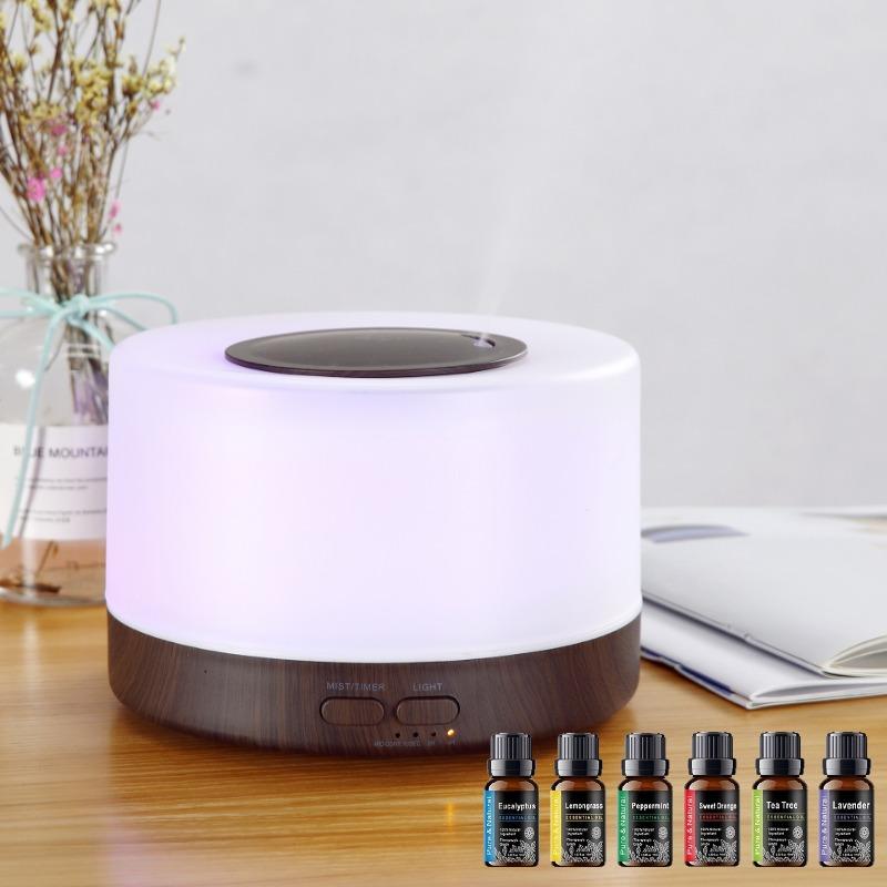 【6 Oils Included】500ml Ultrasonic Essential Oil Diffuser - Remote Control Wood Humidifier with 7 LED Mood Lights air purifier essential oil aroma diffuser d is ff user aroma diffuser humidifier aromatherapy oil Color-Changing Humidifier and Diffuser 【6 Oils Included】500ml Ultrasonic Essential Oil Diffuser - Remote Control Wood Humidifier with 7 LED Mood Lights air purifier essential oil aroma diffuser d is ff user aroma diffuser humidifier aromatherapy oil Color-Changing Humidifier and Diffuser