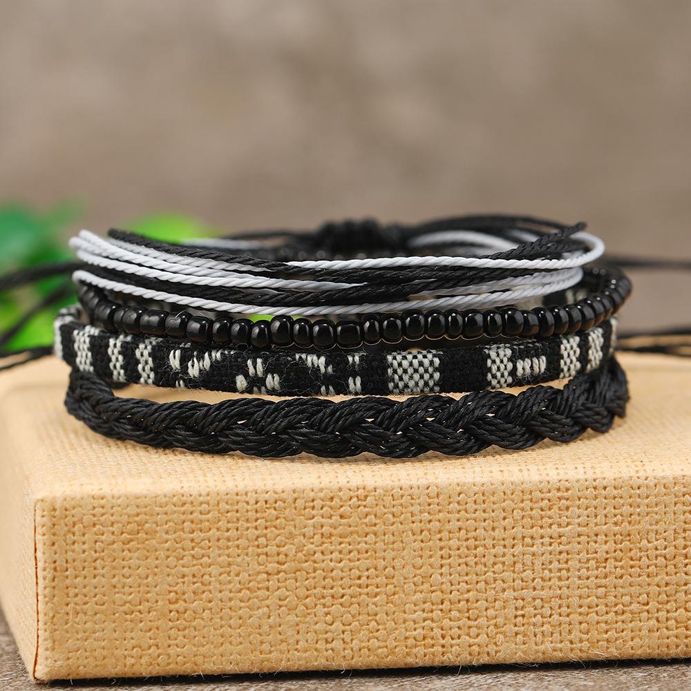 4 /24 Pcs Boho Surfer Bracelet Anklets Braided Bracelet Colorful String Rope Ankle Bracelets Waterproof Summer Beach Jewelry