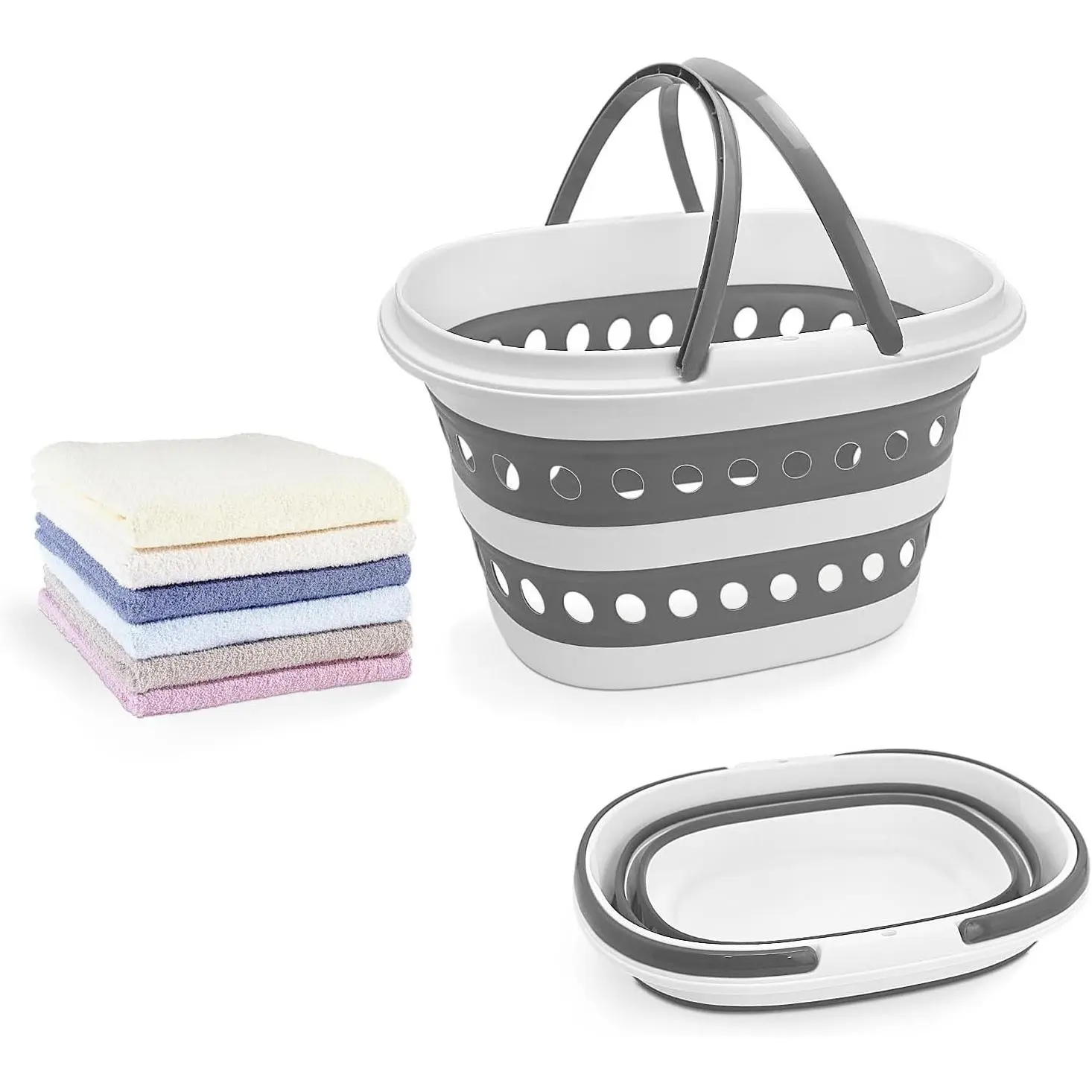 Compact Pop-Up Laundry Basket with Handle - Small Foldable Hamper for Bedroom, Bathroom & Travel, 16 x 12.5 x 9.5 Inches, GrayGift