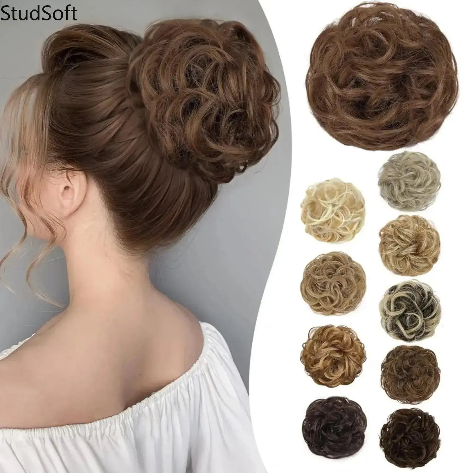 Women's Synthetic Scrunchie Hair Piece - Easy Wear, Tousled Look, Scrunchie Updo, Messy Bun, Ponytail Extension for Wedding, Daily Wear (1Pc), Women Girls, All Seasons