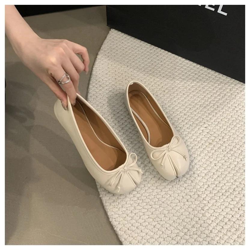 New Women Flats Soft Ballet Shoes Slip On Loafers Soft Moccasins Tabi Ninja Casual Shoes Mujer Ladies Shoes Bow Knot Mujer