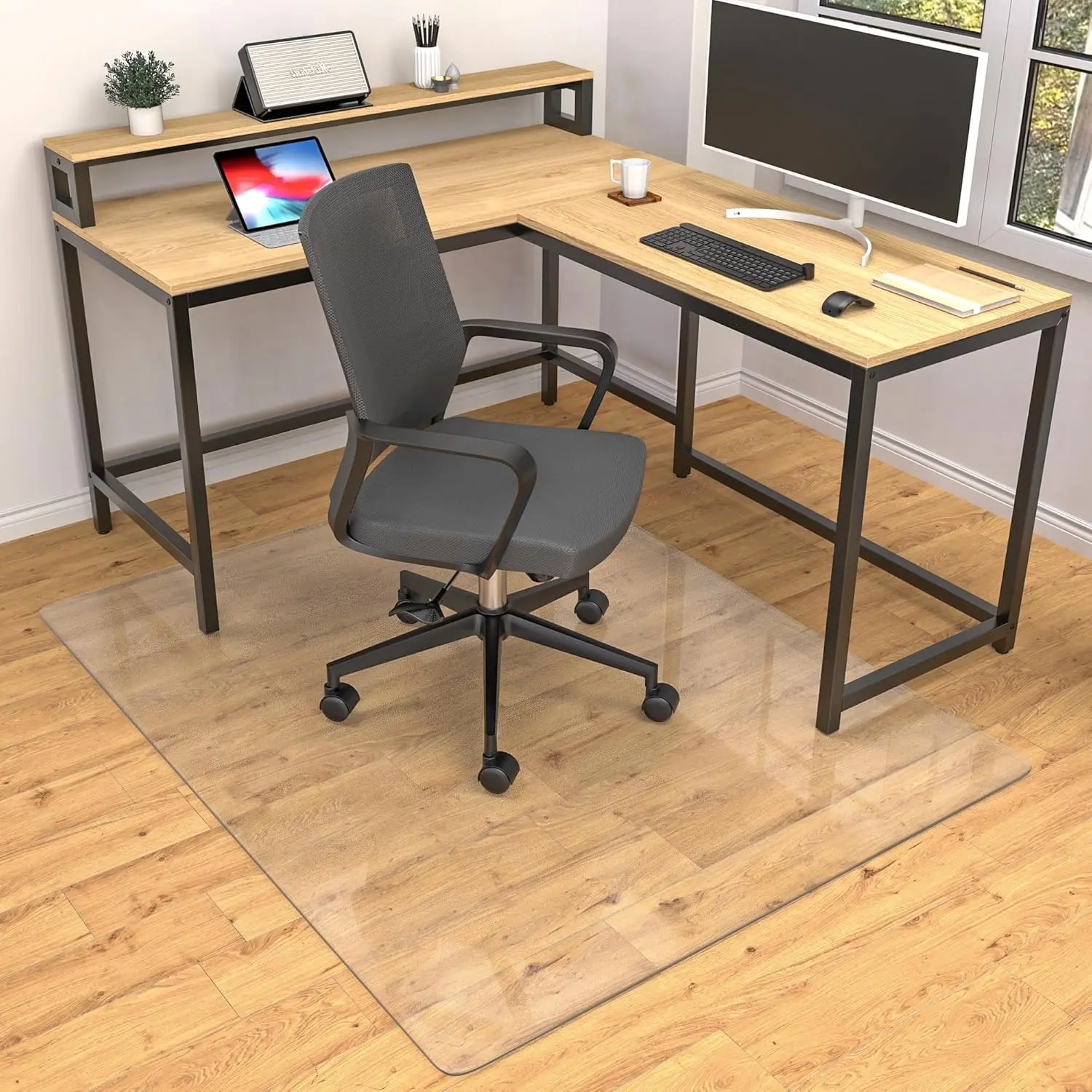 Office Chair Mat for Hard Wood Floors, 36 x 48 inches Clear Floor Mat for Rolling Chairs, Heavy Duty Wood/Tile Floor Protectors for Home Office, Anti-Slip, Easy to Clean