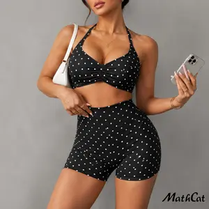 Mathcat Women's 2-Piece Athleisure Sportswear Set-High-Waist Tight Shorts, Tank Top, High-Elastic Breathable Fabric for Yoga, Gym