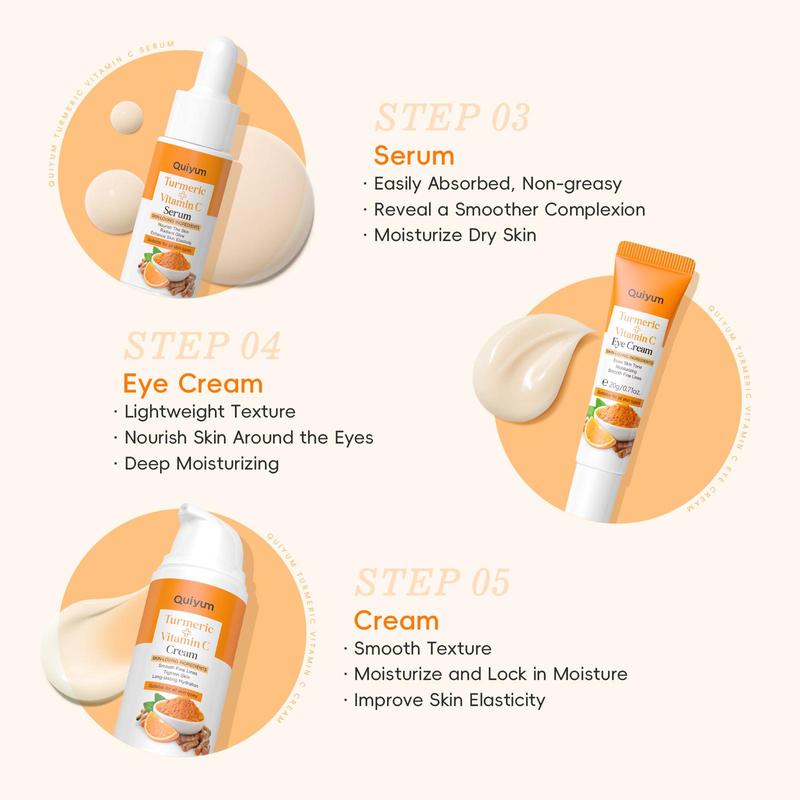 Turmeric Skincare Set (5 Counts/set), Facial Cleanser & Toner & Cream & Eye Cream & Serum, Moisturizing Skin Care Kit for Women & Men #TOP PICKS