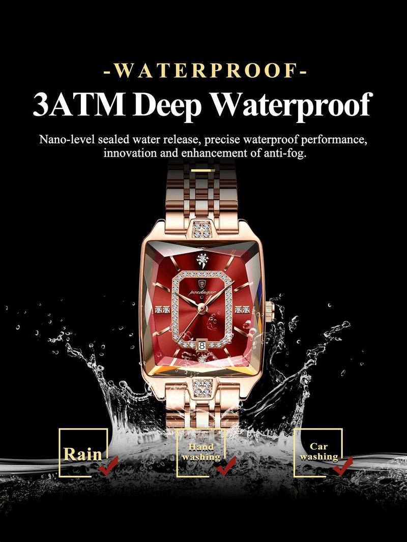 Women's Elegant Rectangle Dial, Fashionable Wristwatch for Women & Girls, Fashionable Stylish Watch, Trendy All-match & Exquisite Watch for Birthday Gift with Box