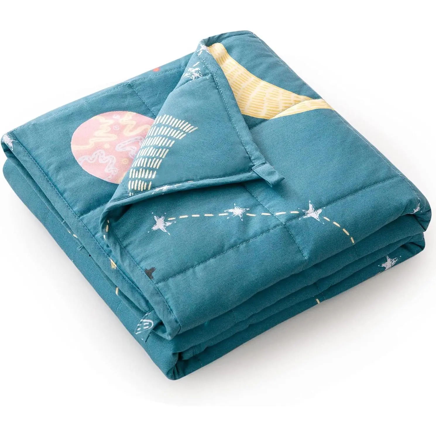 5 lbs Weighted Blanket for  Size Bed,  for 40-60lb Breathable  Heavy Blanket with  Glass Beads - 36" x 48"  Moon Blue