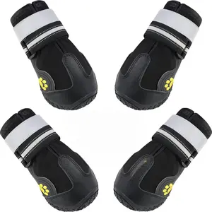 4pc Dog Shoes for Large Medium Dogs, Paw Protectors, Water-Resistant, Skid-Resistant Sole, Winter Snow Boots, Summer Hot Pavement