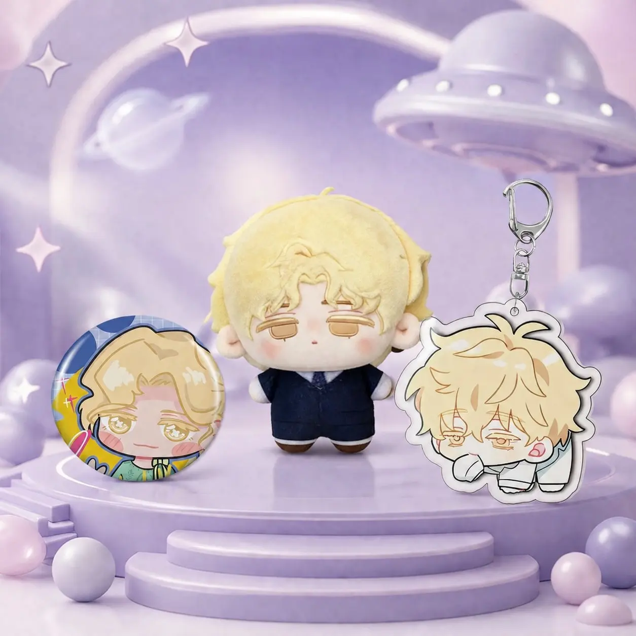 3count, 2026 New Alien Stage  10cm/3.93in kawaii till anime plushie set, Contains a stuffies plush toy, a badge, a Soft Doll Keychain, Cute shape and Soft touch, Backpack pendants, Bedroom decorations, animation peripherals, Birthday gift for her/him.