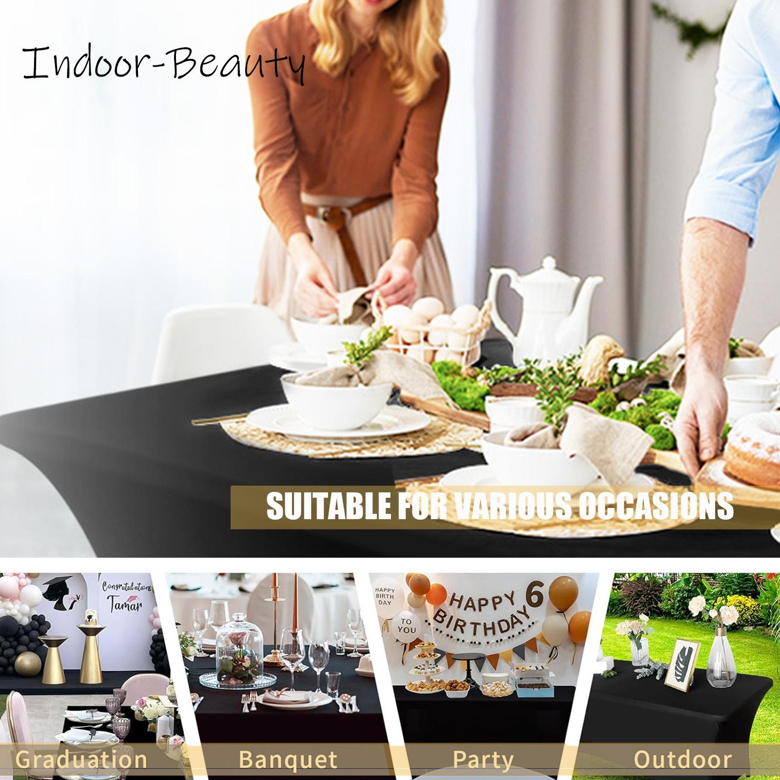 Solid Color Tablecloth, 1 Count Rectangular Stretch Table Cover, Spandex Table Covers, Universal Stretch Table Cloth for Exhibitions, Dinners, Weddings, Birthday Parties, Decor