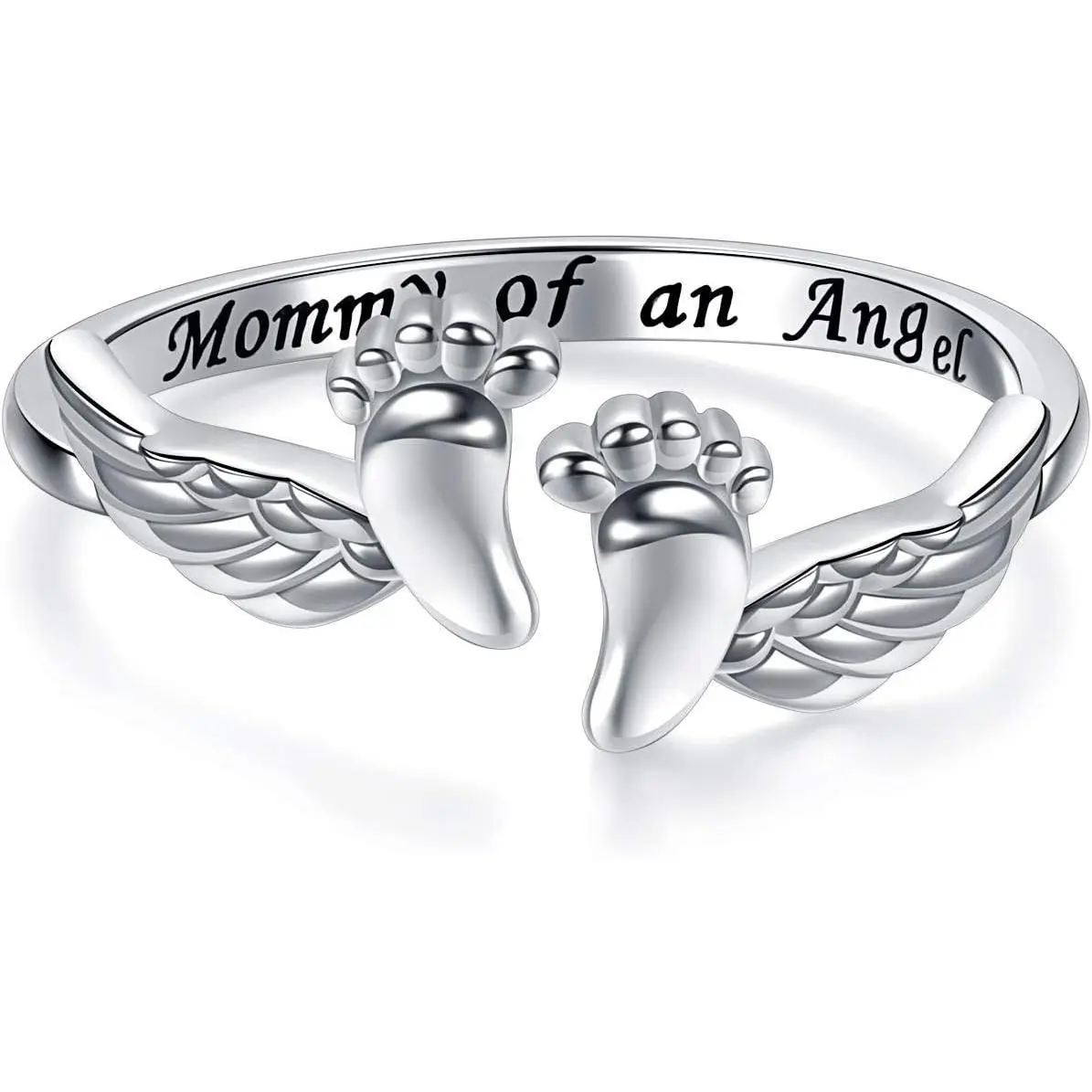 Women's 925 Sterling Silver Memorial Ring - Miscarriage & Pregnancy Loss Sympathy Gift, Mommy of an Angel Female Ring, Memorial Gift