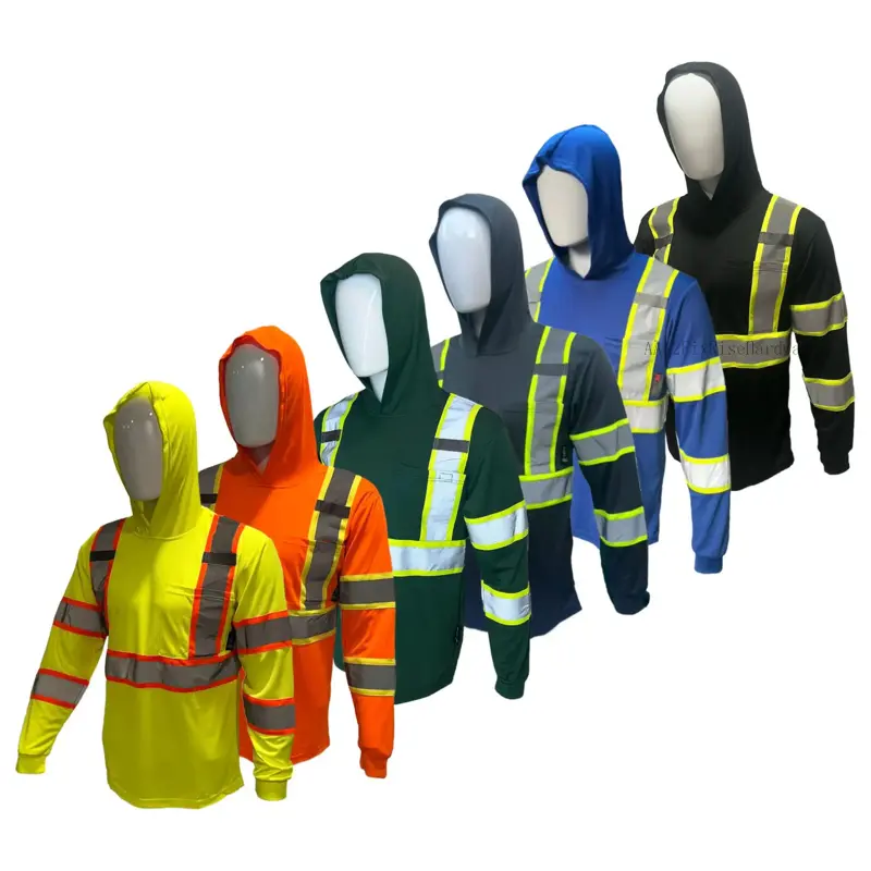 FixRiseHardware High Visibility Long-Sleeve Polyester Mesh Safety Hoodie Shirt Pack, Safety Wear for Tools & Hardware Use (ST908/ST918, Various Colors)