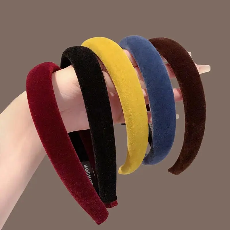 Velvet Scrunchie Headband for Women and Girls, Simple Wide Ruched Winter Hair Hoop, Fashion Accessories, Fashion Headbands, Accessories For Women, Scrunchie Headband Hair Clips