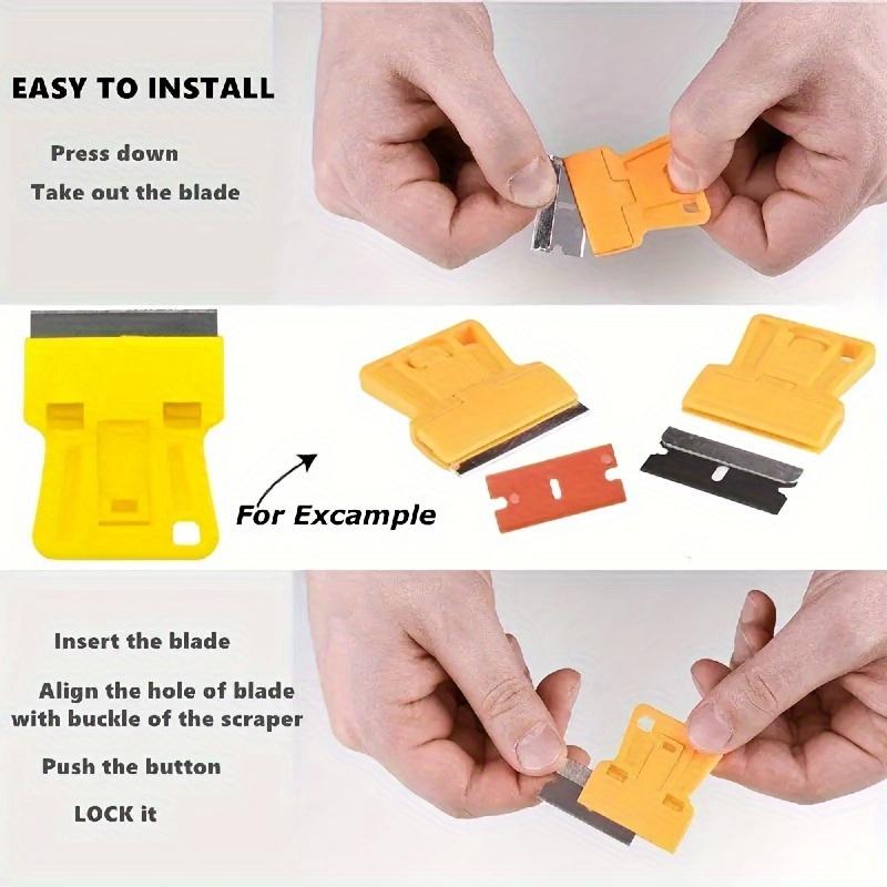 A Set of Two Mini Scrapers Designed for Effectively Removing Stickers, Old Glue, Paint, And Window Film. This Multifunctional Adhesive Removal Tool Is Suitable for Cleaning Labels And Residual Glue in Both Automotive And Home Settings
