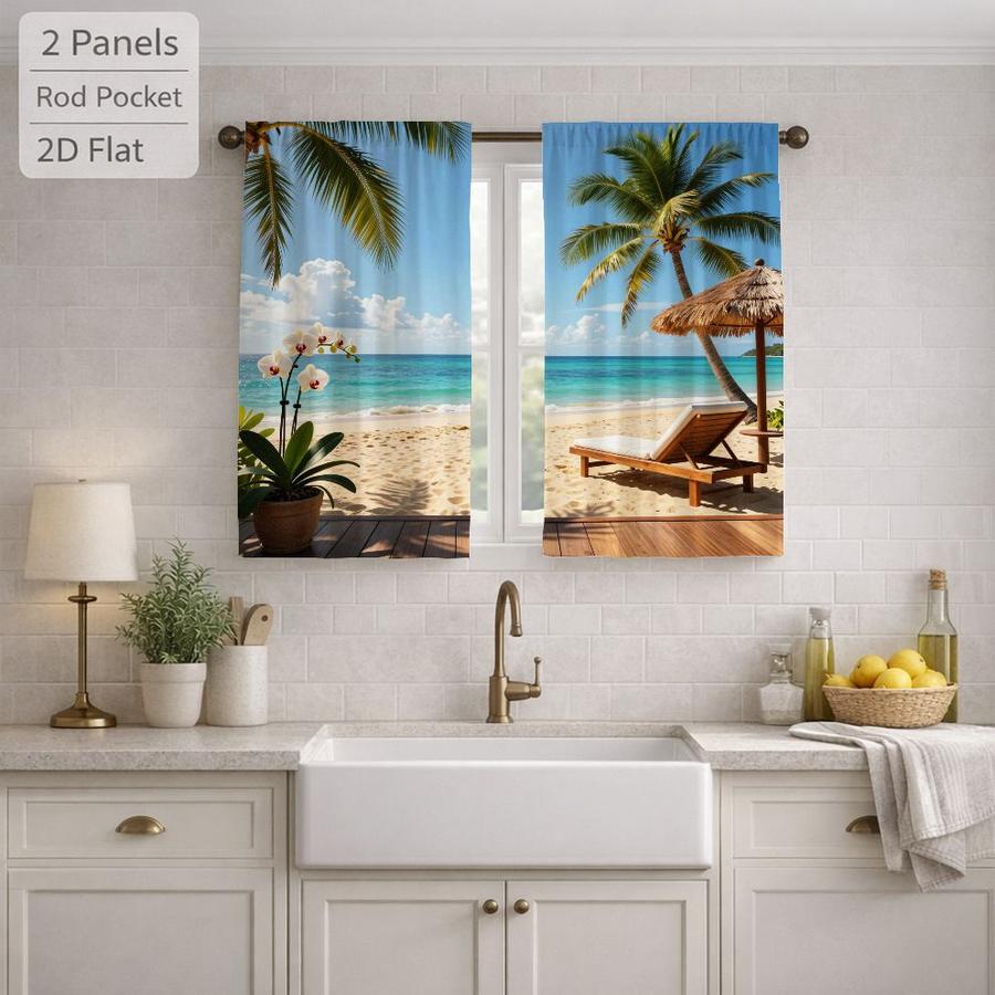 2Pcs Green Forest Bamboo Pattern Countryside Style Sun Blocking Curtains Digital Printed Rod Pocket, Window Treatment For Bedroom Office Kitchen Living Room Study Home Decor