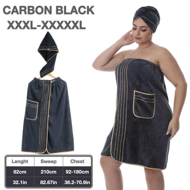 2pcs Luxury Coral Velvet bath towel wrap Set - 300GSM Embroidered Bath Wrap & Shower Cap (M-XXXXL), Ultra Soft & Quick-Dry with Modest Coverage Design - Hotel Grade for Women's Home & Travel Essentials, Large Bath Towels