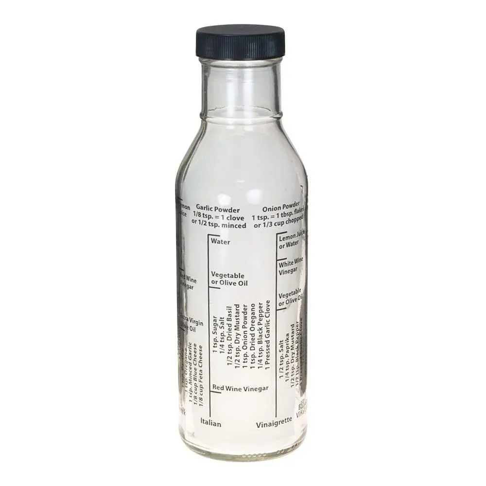 Salad Dressing Mixer Bottle with 8 Classic Recipes, Glass, 13-Ounce Capacity