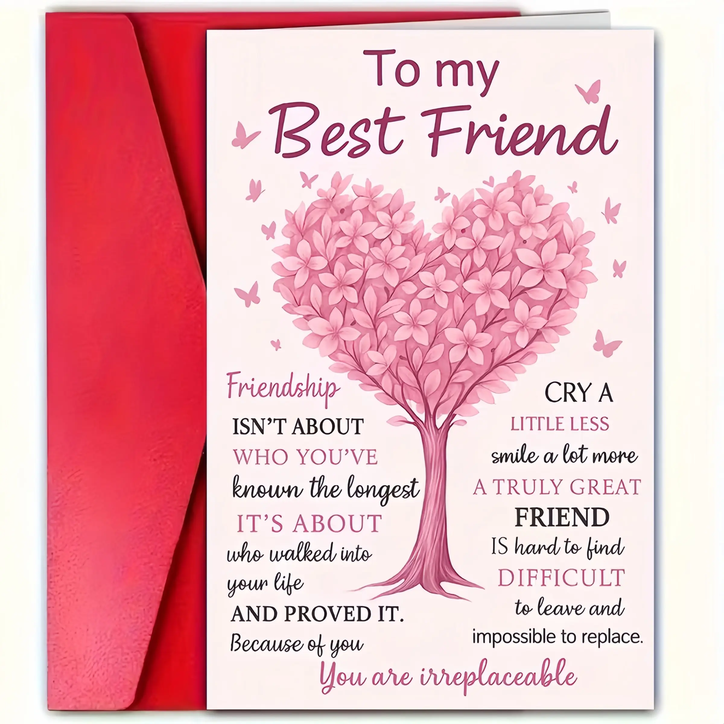 Heart Tree Friendship Card, High-Quality Paper with Envelope, Cartoon Design, Birthday Gift for Best Friends, Valentine's Day, Friendship Day