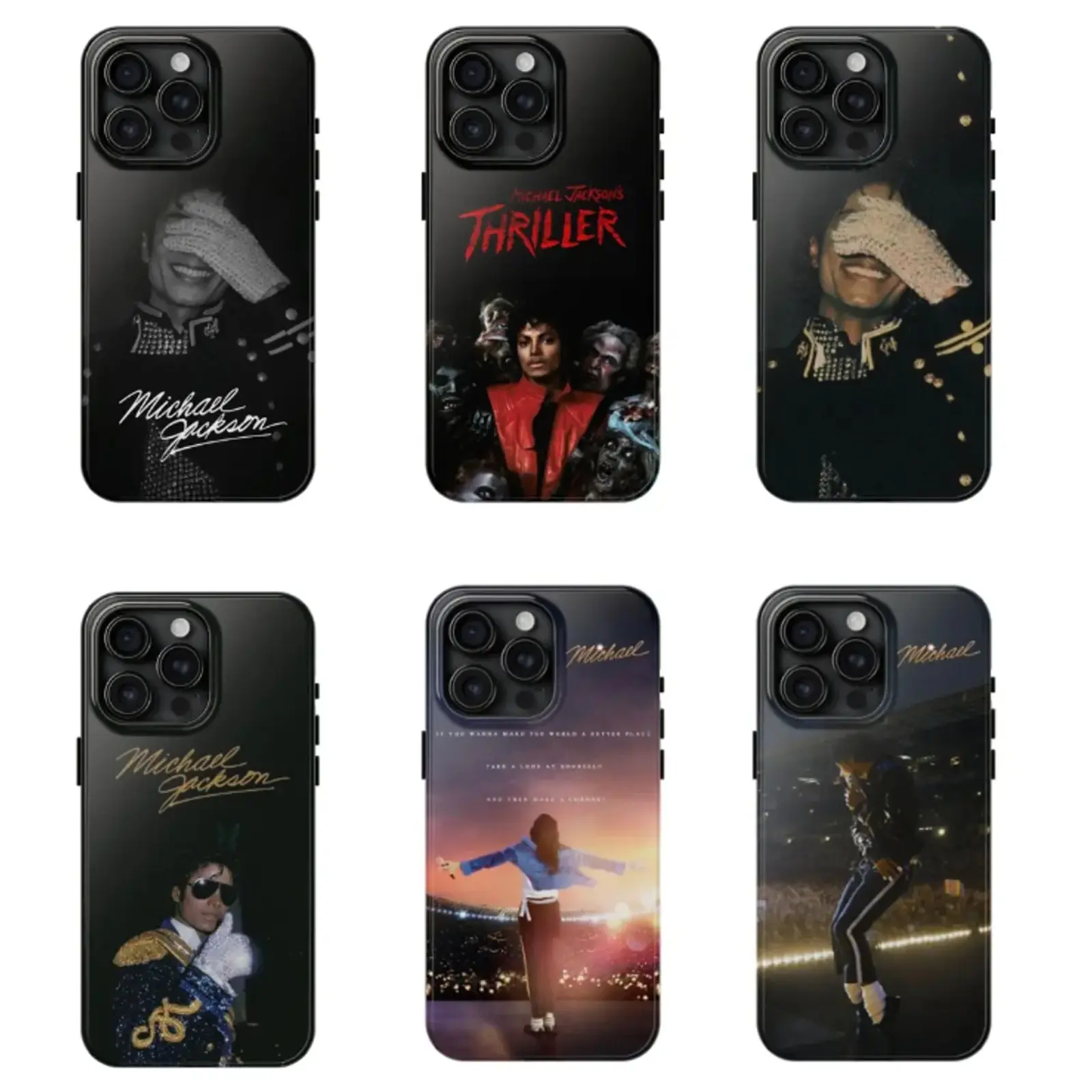 King Of Pop 90's Michael Jackson Glossy Phone Case For IPhone 17-11, Pro Max, Pro Plus, and Samsung S26-23 Safety Two-In-One Case