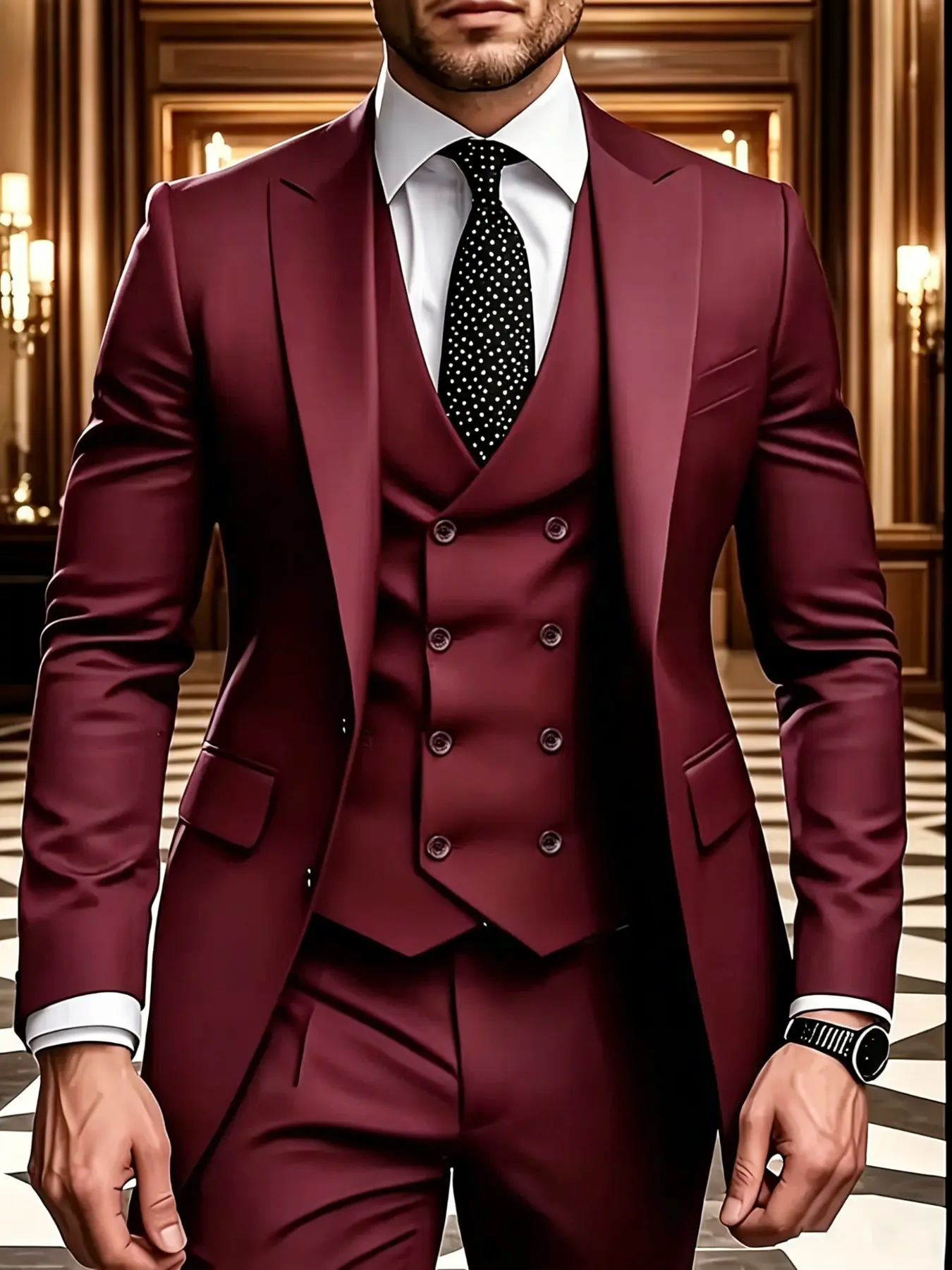 Men's Business 3-Piece Suit Set, Includes Blazer, Vest, Pants, Perfect for Weddings and Formal Events, Fitted, All Seasons