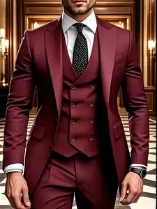 Men's Business 3-Piece Suit Set, Includes Blazer, Vest, Pants, Perfect for Weddings and Formal Events, Fitted, All Seasons