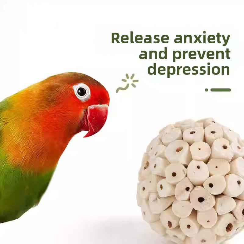 Destructive Parrot Chew Toy, Gnawing & Boredom Relief, Stress Reducing Fun Toy for Intelligence, Hanging Cage Ball for Budgie Cockatiel Lovebird Conure