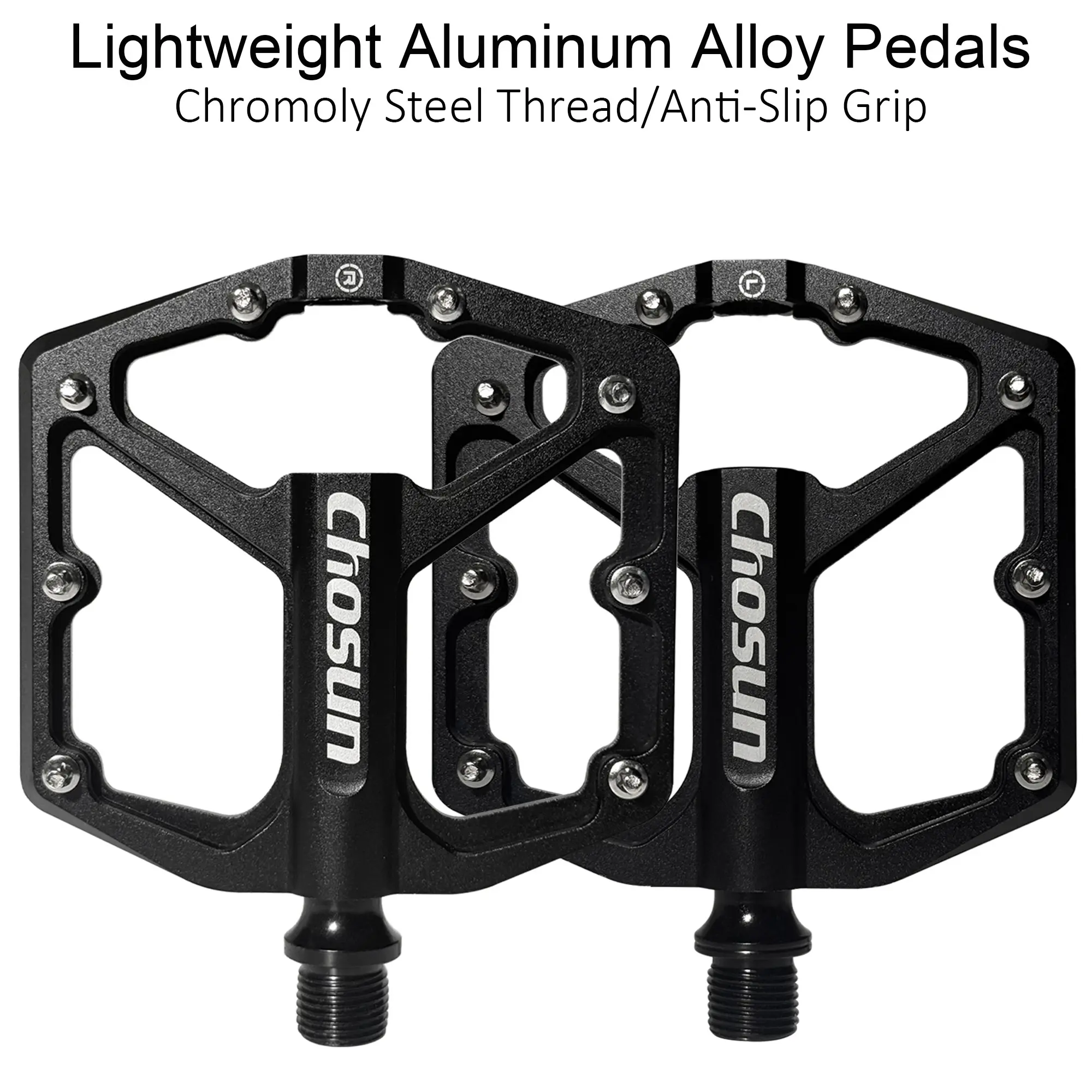 Lightweight Aluminum Bike Pedal, Chromoly Steel Thread, Anti-Slip Ergonomic Design, Easy Install, Durable Sport Pedal for MTB & Road Bikes