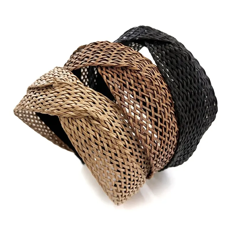 Summer Breathable Woven Straw Headband For Women Cozy Handmade Korean Style Hair Accessory