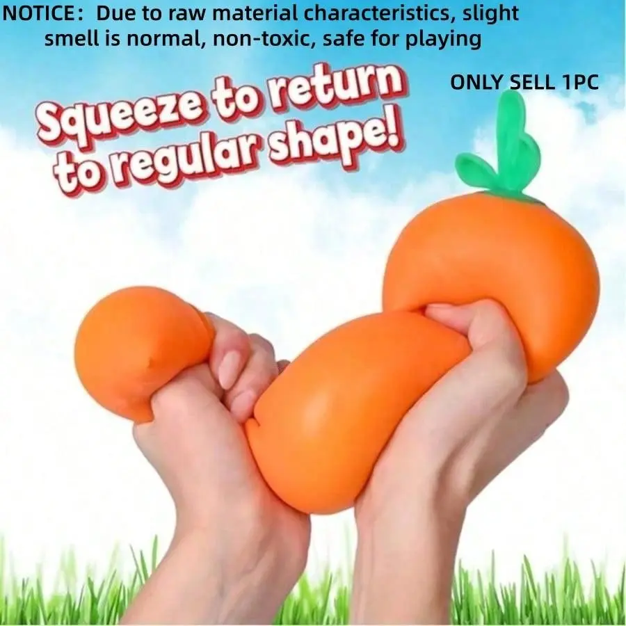 Toymendous Squishy Carrot, Jumbo 13cm Stress Relief Toy, Sand-Texture Fidget Sensory Toy, Adult Party Toy, Theme Activity Fun
