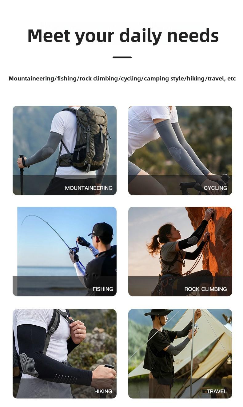 Ice Silk Sun Protection Sleeves for Men & Women Summer Outdoor Cycling Fitness Elastic Sleeves with Mesh-like Pattern for Comfort